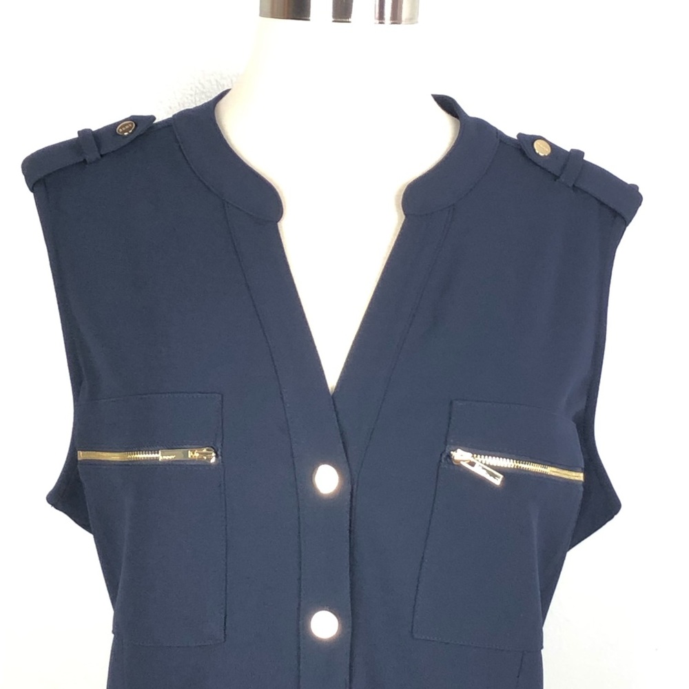 New DKNY button down sleeveless sheath dress blue - Picture 2 of 8